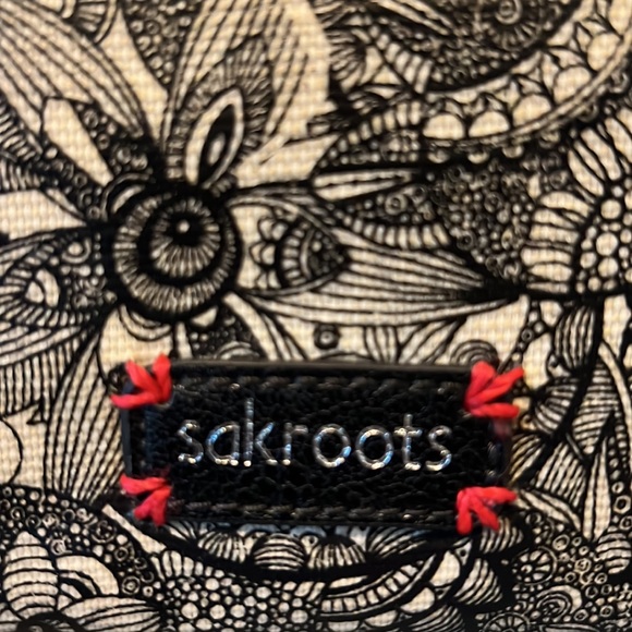 Sakroots Metro Coated Canvas Satchel Black and Cream - Picture 4 of 9